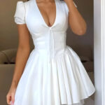 V-Neck Short Sleeve Mini Dress