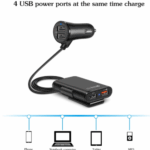 Back Seat QC3.0 2.4A3.1A 4 USB Car Charger With Cable A Clip