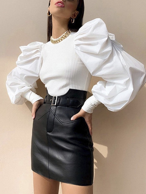 1_23141436-8951-4250-bc68-24fa6381d6f8.jpg Round neck patchwork knitted blouse Female long – Bild 1