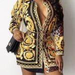 Glod leopard paisley patchwork shirt dress Women