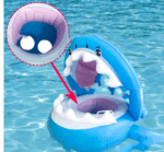 Aufblasbarer Schwimmring für Kinder mit Sonnendach – Hai-Design mit Sitz – Bild 4