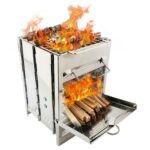 Square Wood Stove For Outdoors Camping BBQ Boiling Cooking – Bild 2