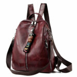 Casual Plain PU Leather Backpack For Women – Bild 4