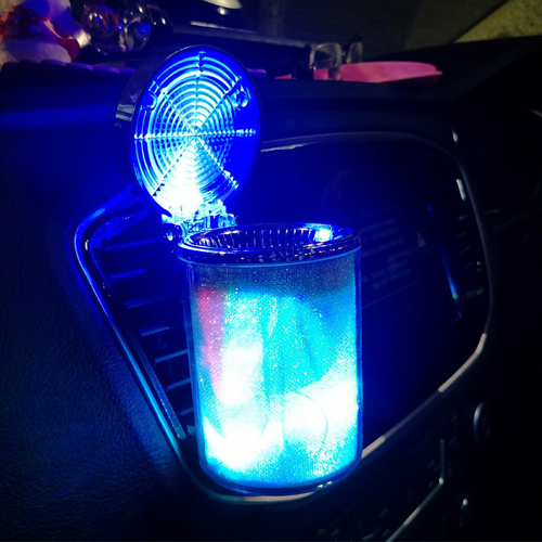 24a48780-cef9-49f7-8d1b-ab580e9cb57f.jpg Car Ashtray With LED Light RGB Ambient Light Cigarette Cigar Ash Tray – Bild 1