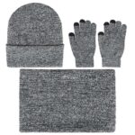 Mens Winter Beanie Hat And Neck Scarf Warmer Touch Screen Gloves Set – Bild 3