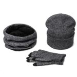 Mens Winter Beanie Hat And Neck Scarf Warmer Touch Screen Gloves Set – Bild 8