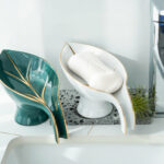 Ceramics Leaf Shape Soap Box Bathroom Soap Holder Storage – Bild 3