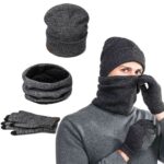 Mens Winter Beanie Hat And Neck Scarf Warmer Touch Screen Gloves Set – Bild 5