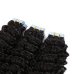 Premium #1B Natural Black Deep Curly Tape In Hair Extensions | 100% – Bild 3