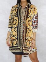 Glod leopard paisley patchwork shirt dress Women – Bild 4