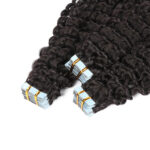 Premium #1B Natural Black Deep Curly Tape In Hair Extensions | 100% – Bild 4