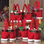 Wool Fabric Merry Christmas Gifts Santa Pants Christmas Candy Gift Bag