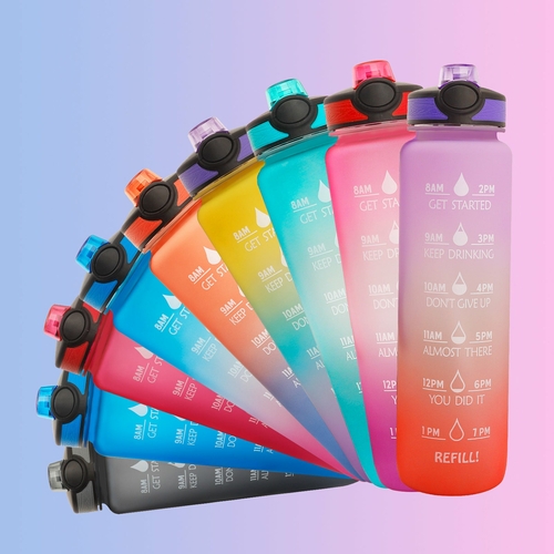 653372d9-7579-41de-9e7b-a998b613f5e8.jpg 1L Tritan Water Bottle With Time Marker Bounce Cover – Bild 1