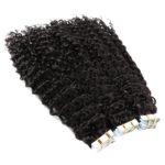 Premium #1B Natural Black Deep Curly Tape In Hair Extensions | 100% – Bild 6