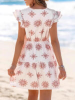 Ruffled Floral V-Neck Cap Sleeve Dress – Bild 2