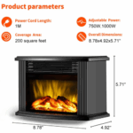 Electric Fireplace Heater LED Flame Effect Stove – Bild 6