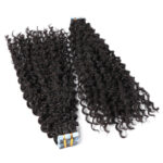 Premium #1B Natural Black Deep Curly Tape In Hair Extensions | 100% – Bild 7