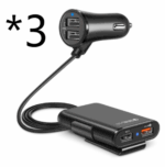 Back Seat QC3.0 2.4A3.1A 4 USB Car Charger With Cable A Clip – Bild 6