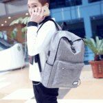 High Quality Grey Anti Theft Backpack – Bild 2