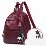 Fashion All-match Solid Color Lady's Leather Backpack – Bild 2