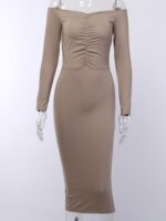 Off shoulder A-line long bodycon dress Women – Bild 5