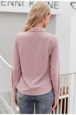 Sexy Pink Long Sleeve Neck Tie Elegant Office OL – Bild 5
