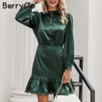 BerryGo Vintage ruffled  lace satin dress women – Bild 2