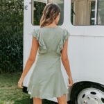 Ruffled o-neck short summer dress women Sleeveless – Bild 4