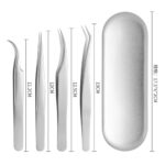 4PCS Lash Tweezers Set False Eyelash Extension Clip Pliers Eyebrow – Bild 4
