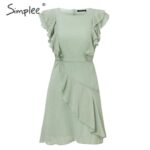 Ruffled o-neck short summer dress women Sleeveless – Bild 5