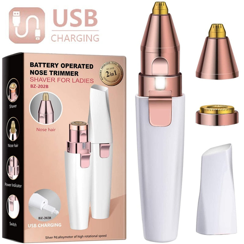 Hc16bb5fa94c54cad89b00144fe035d927_8d2a0b92-a079-4dbc-8e22-08f60bc639f2.jpg 2 in 1 Electric Eyebrow Trimmer Painless Eye Brow Epilator For Women – Bild 1