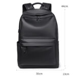 Backpack For Men PU Leather High Quality Business Travel Bag Solid – Bild 2