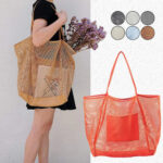 Spring Summer Solid Color Hollow Mesh Tote Bag Large Capacity Travel – Bild 3