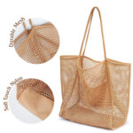 Spring Summer Solid Color Hollow Mesh Tote Bag Large Capacity Travel – Bild 2