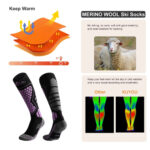 Wool Ski Sock for Men and Women Breathable Sports Socks Long Tube Snow – Bild 5