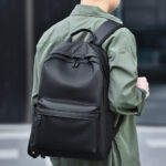Backpack For Men PU Leather High Quality Business Travel Bag Solid