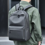 Backpack For Men PU Leather High Quality Business Travel Bag Solid – Bild 3