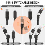 Zinc Alloy 4-in-1 Portable Keychain Charging Cable 60W PD Fast Charge – Bild 5