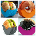 Adjustable 4Pcs Silicond Retractable Burger Fixed Box Hamburger Holder