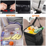 Car Trash Can With Lid Car Trash Bag Hanging With Storage Pockets – Bild 5