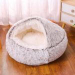 Plush Round Cat Bed Pet Mattress Warm Soft and Comfortable Basket Cat – Bild 2