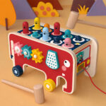 Toddlers Kids Wooden Pounding Bench Animal Bus Toys – Bild 2