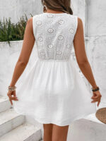 Eyelet Tie Front Sleeveless Mini Dress – Bild 4
