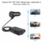 Back Seat QC3.0 2.4A3.1A 4 USB Car Charger With Cable A Clip – Bild 3