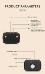 Portable Wireless Subwoofer Bluetooth V5.0 Speaker With FM – Bild 4