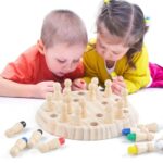 Holz-Memory-Match-Spiel für Kinder – Schachartige Spielsteine, lustiges Brettspiel