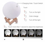 Touch Switch 3D Print Rechargeable Moon Lamp LED Night Light – Bild 4
