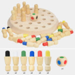 Holz-Memory-Match-Spiel für Kinder – Schachartige Spielsteine, lustiges Brettspiel – Bild 4