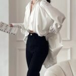 Minimalist irregular asymmetricial elegant women blouses