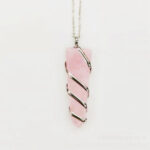 Natural Gemstone Spiral Wrapped Pendant Necklace